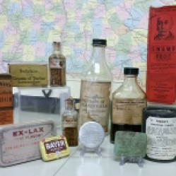 A sampling of just a few of the old time medicines found on display in the Lee Room.