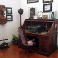In the Penhale Room is the original roll-top desk from the Shelby Iron Works Commissary.